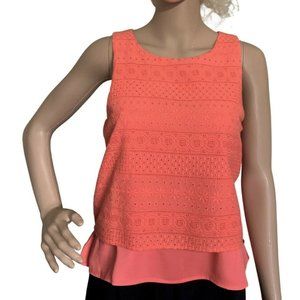 Blue Rain Top Women Pink Embroidery Sz S